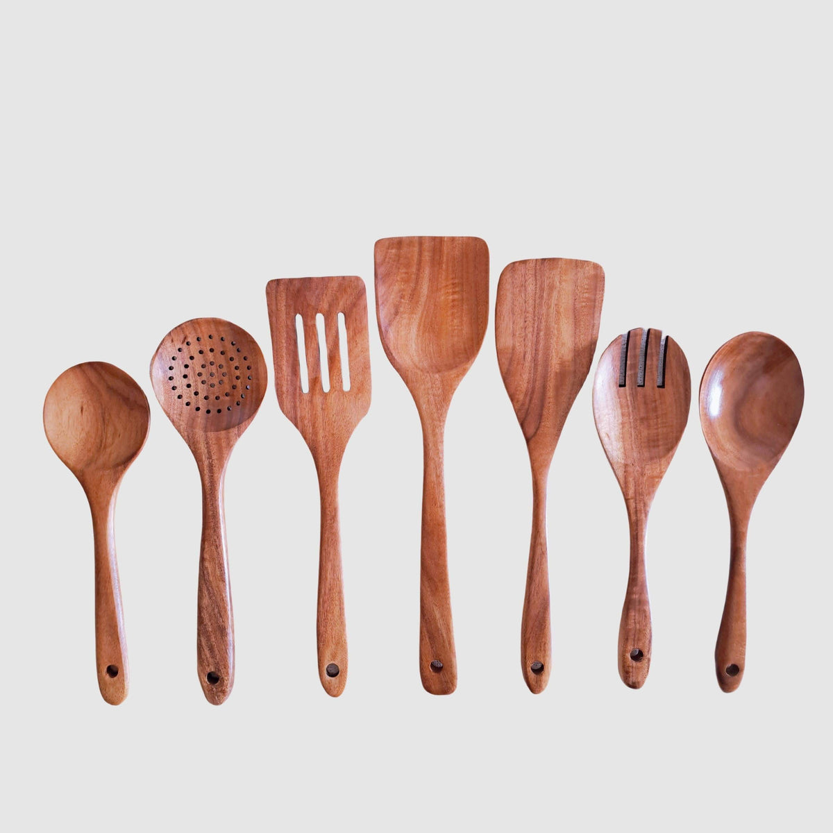 9-Piece Teak Wood Kitchen Utensil Set