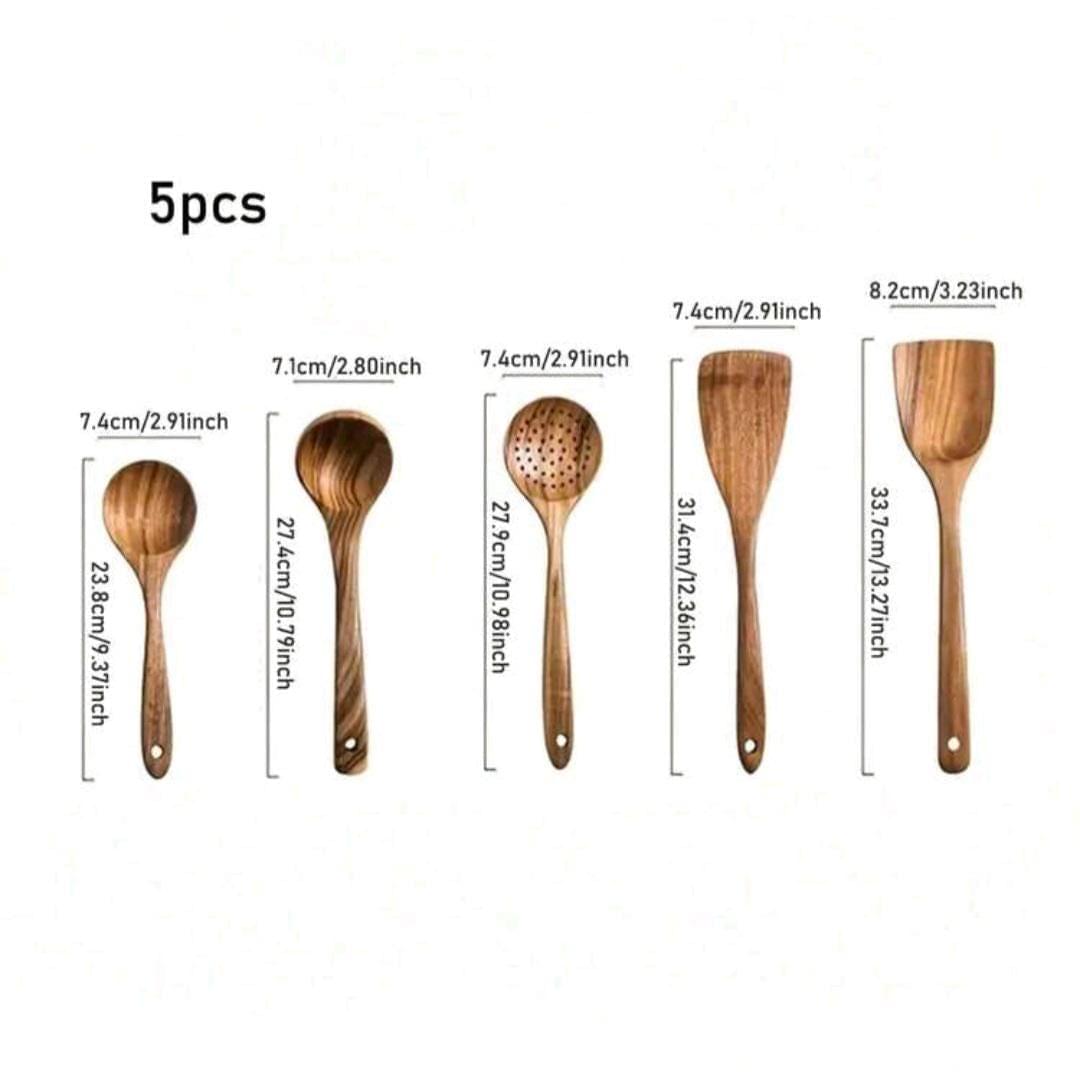 Rustic Wooden Kitchen Utensil Set