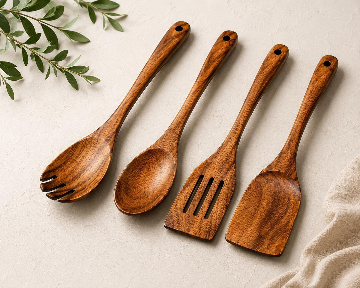 4-Piece Acacia Wood Kitchen Utensil Set