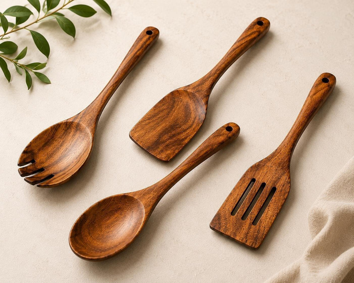 4-Piece Acacia Wood Kitchen Utensil Set