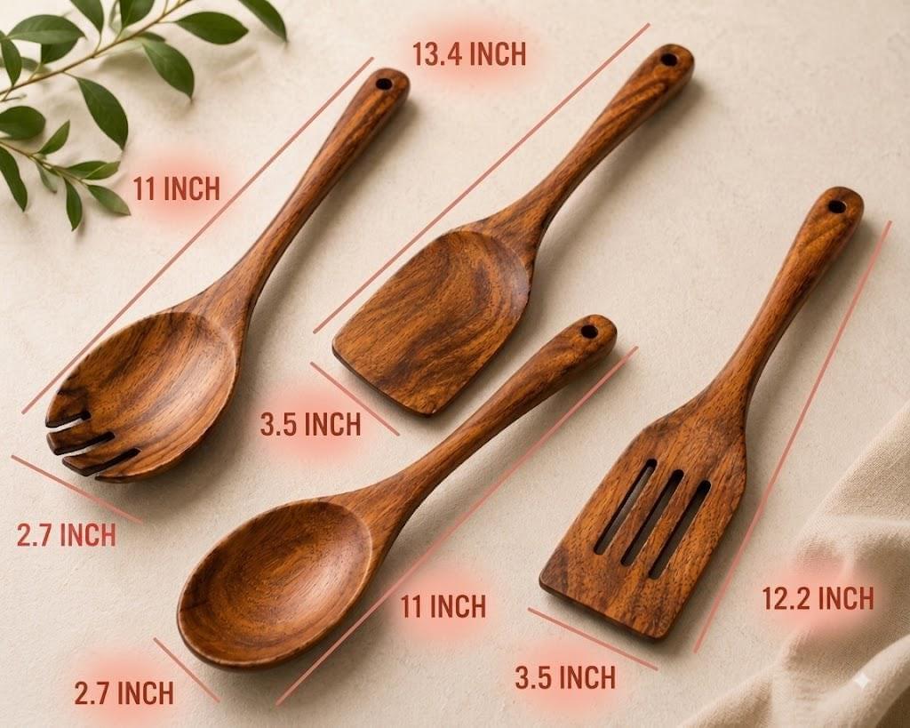 4-Piece Acacia Wood Kitchen Utensil Set