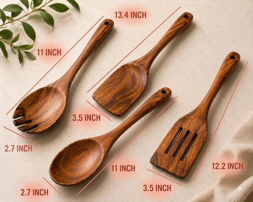 4-Piece Acacia Wood Kitchen Utensil Set